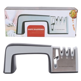 Knife Sharpener 4 in 1 3 Stage Prevent Slip Ergonomic Handle Manual Knife Scissors Sharpener for Kitchen