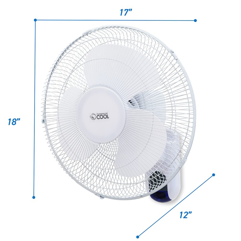 Commercial Cool 16 inch Wall Fan with Remote, White (CCFWR16W)