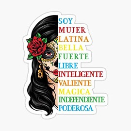 decals Red Rose with Quote Chingona Red Rose in Hair Inspirational Quote Mujer Latina, Mexican Women, Mexican Pride Sticker - Rectangular Vinyl Typographic Sticker for Auto, Wall, Laptop, Cell, Truck