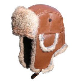 Green in a bottle hot shell leather thermal hat for winter cold weather protection, great for winter trips and walking fishing, Braun