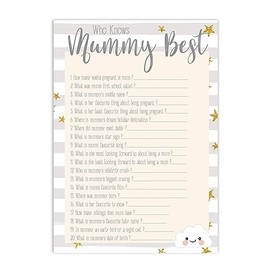 Little Angels Jamboree Baby Shower Game - Who Knows Mummy Best - 20 Sheets Cloud Design (BSCWKMB20)