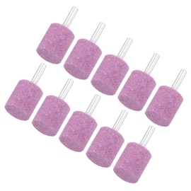 M METERXITY 10-Pack Abrasive Mounted Stone Grinding Bits, 1/4 IN(6mm) Shank Aluminum Oxide Polishing Sanding Drill Bit for Rotary Tools, 1IN(25mm) Dia 80 Grits Cylinder [Pink]