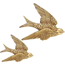 LIFKOME Home Decor Outdoor Decor 2Pcs Resin Swallow Birds Wall Sculpture 3D Flying Birds Wall Art Sculpture Ceramic Hanging Swallows Sparrow Birds Wall Decor (Small+Large) Home Decor Outdoor Decor