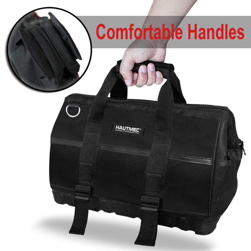 HAUTMEC 16-inch Heavy Duty Wide Open Mouth Tool Bag, Shoulder