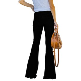 Women's Black Bell Bottom Jeans for Women High Waisted Flare Jeans Womens Ripped Stretchy Bell Bottoms Pants(Black, US 6)