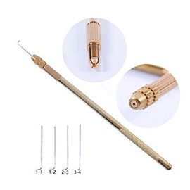 4 Pieces Ventilating Needles + 1 Brass Bracket for Lace Wig Making Kit