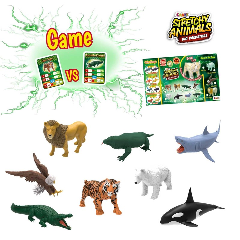 CRAZE Stretchy Animals Big Predators - Super Stretchy Animal Figures,