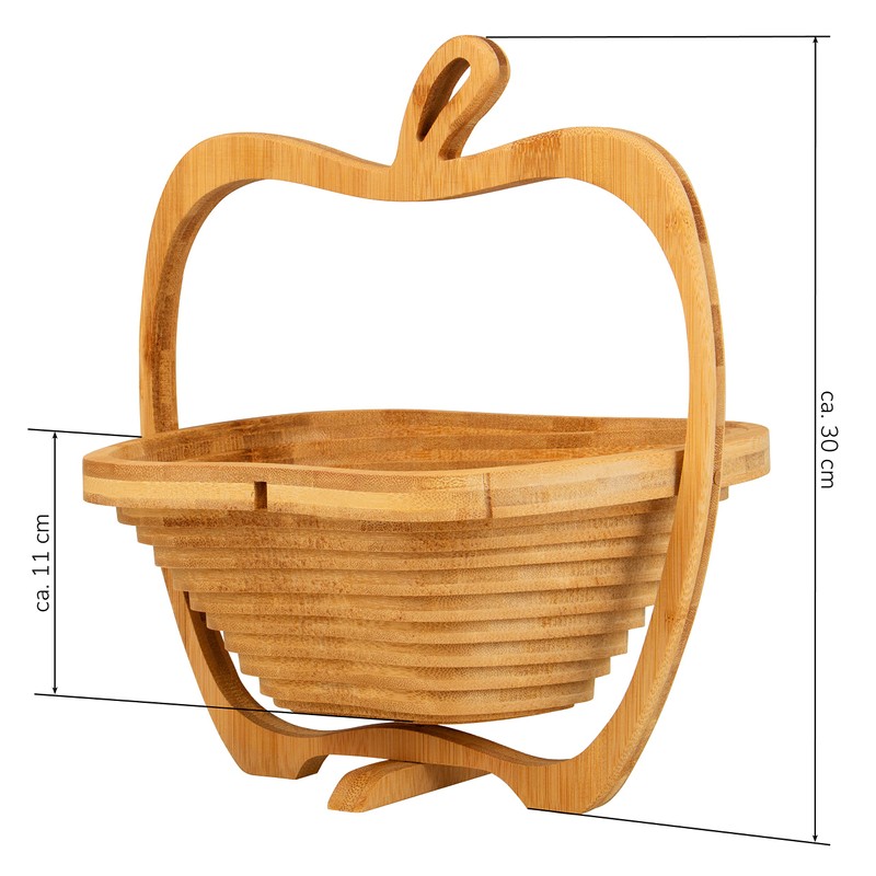 bremermann Foldable Fruit Basket Apple Design Bamboo Approx. 26.7 x