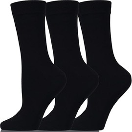 Womens Socks Bamboo, Gentle Grip Ladies Socks for Dress, Office or Home, Seamless Toe with Non-Binding Cuff,Breathable Comfortable Womens Socks 4-7 UK (UK, Alpha, One Size, Regular, Regular, Black)