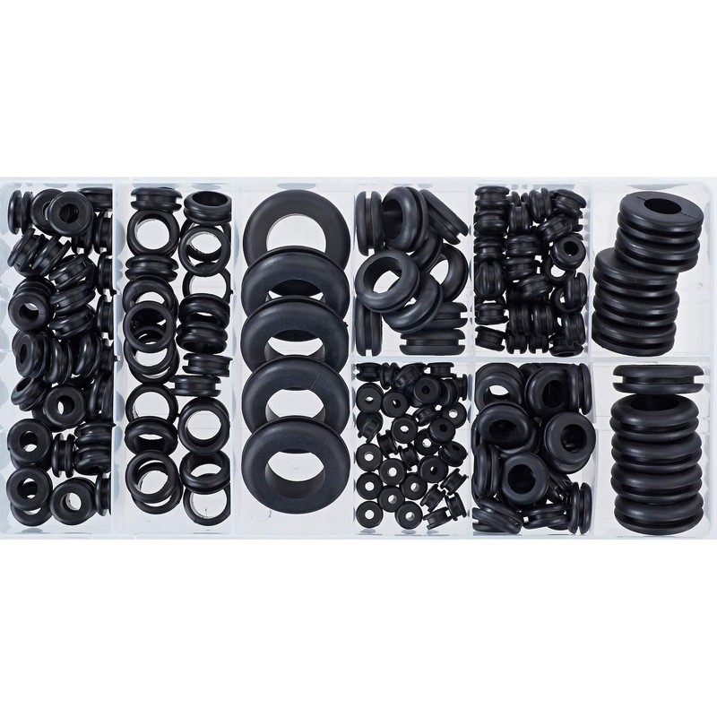 BUSY-CORNER 200 Pieces Hollow Rubber Grommet Firewall Hole Plug Assortment