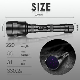 Black Light UV Flashlight, 5LEDs UV Light 50W Powerful Blacklight Torch Professional Grade Beam for Pet Urine Finding & Mineral, Antique Detection, Scorpion Search,Commercial Use (UV500_365nm)