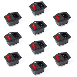 EC Buying - 10 enchufes AC-14-F18 todo de cobre AC-01A con interruptor de tipo barco KCD3 10A fusible ON/OFF interruptor de alimentación 3 en 1 toma de corriente integrada