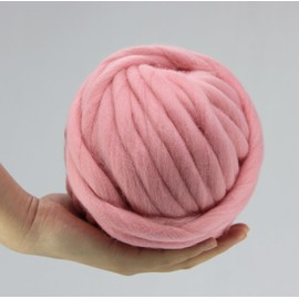 FloraKnit 8.5oz (0.55 lb) 100% Merino Wool Super Chunky Yarn Bulky Roving Yarn for Arm Knitting, Crocheting Felting, Making Rugs Blanket and Crafts Pale Pink 54 Yards
