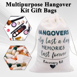 30pcs Hangover Kit Bag, 10 * 15cm Hangover Recovery Kit, Cotton Muslin Drawstring Bag, Soft to The Touch, Compact and Portable for Bachelorette Parties, Bridal Showers, Travel and Parties