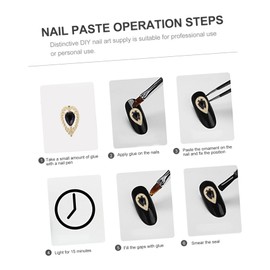 IWOWHERO 8pcs Black Zircon Nail Art Accessories for Creative Manicure Designs Nail Gems for DIY Decoration Random Styles for Personal and Salon Use