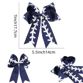Softball Cheer Bows hair Tie Softball Hair Accessories Perfect Softball Player Gift.(FQ7) (Navy Blue)