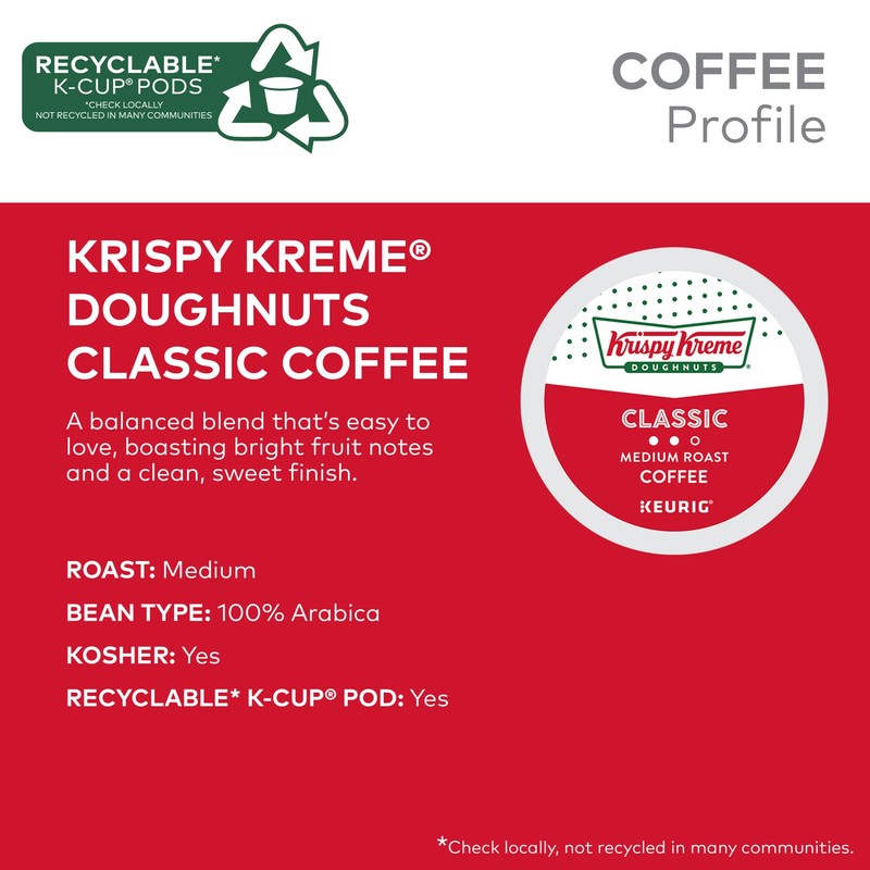 Krispy Kreme Classic Coffee, Keurig Single Serve K-Cup Pods, Medium