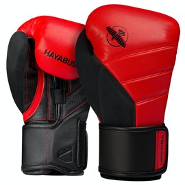 Hayabusa T3 Boxing Gloves for Men and Women Wrist and Knuckle Protection, Dual-X Hook and Loop Closure, Splinted Wrist Support, 5 Layer Foam Knuckle Padding - Red/Black, 14 oz