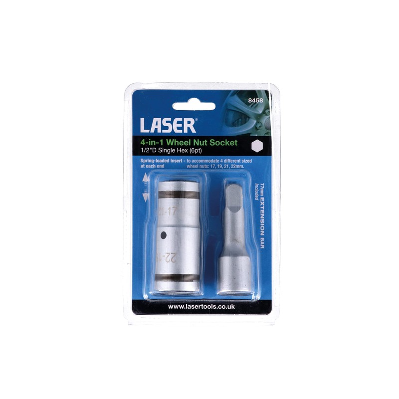 Laser 8458 4-in-1 Wheel Nut Socket 1/2" D