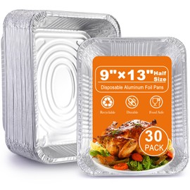 Aluminum Foil Pans 9x13 Disposable – Half Size Aluminum Foil Heavy Duty deep Steam Table Pans, Tin foil Sheets Tray Chafing Dishes for Cooking, Baking, Roasting, Heating, Storing, Food Prepping