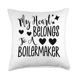 Boilermaker love girlfriend women wife fiancé Boilermaker Cute Wife Girlfriend Heart Husband Boyfriend Job Throw Pillow, 18x18, Multicolor