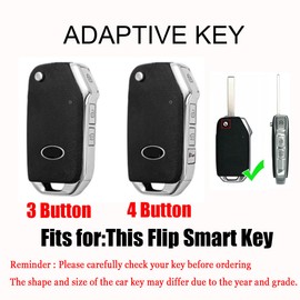 HIBEYO Flip Folding Key Fob Cover Fit for Kia Accessories Metal&Leather Smart Key Case Protetor Fit for Forte Seltos Soul Sportage Sorento Cerato Telluride Beige with Keychains-Silver Black