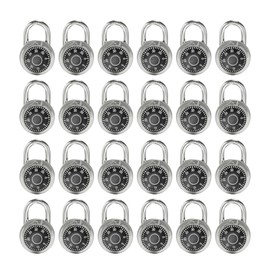 LanuBe Lock Standard Dial Combination Lock, 2 in. Wide, with Different Combinations, Black turnplate, Pack of 24; Lock for School, Employee, Gym & Sports Locker, Case, Toolbox, Fence and so on