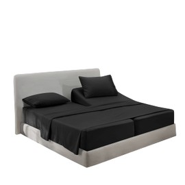 Hearth & Harbor Split King Size Sheets - 5 Piece Bed Sheet Set, Hotel Luxury Double Brushed Bed Sheets - Extra Soft Bedding Sheets & Pillowcases, Split King, Black