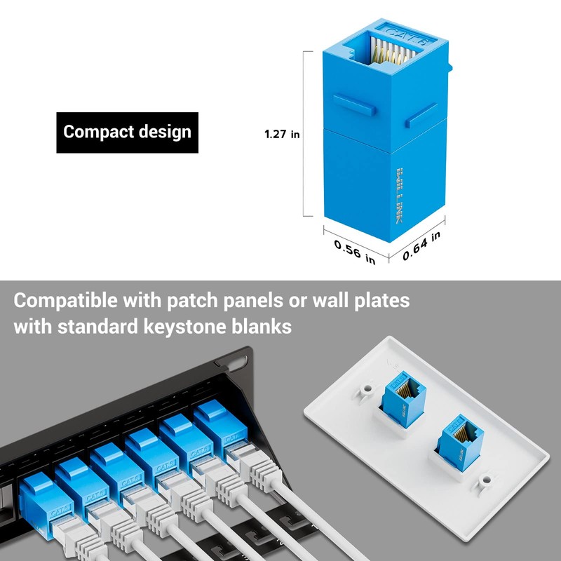 Iwillink RJ45 Cat6 Keystone Coupler 10-Pack, Female to Female Cat6