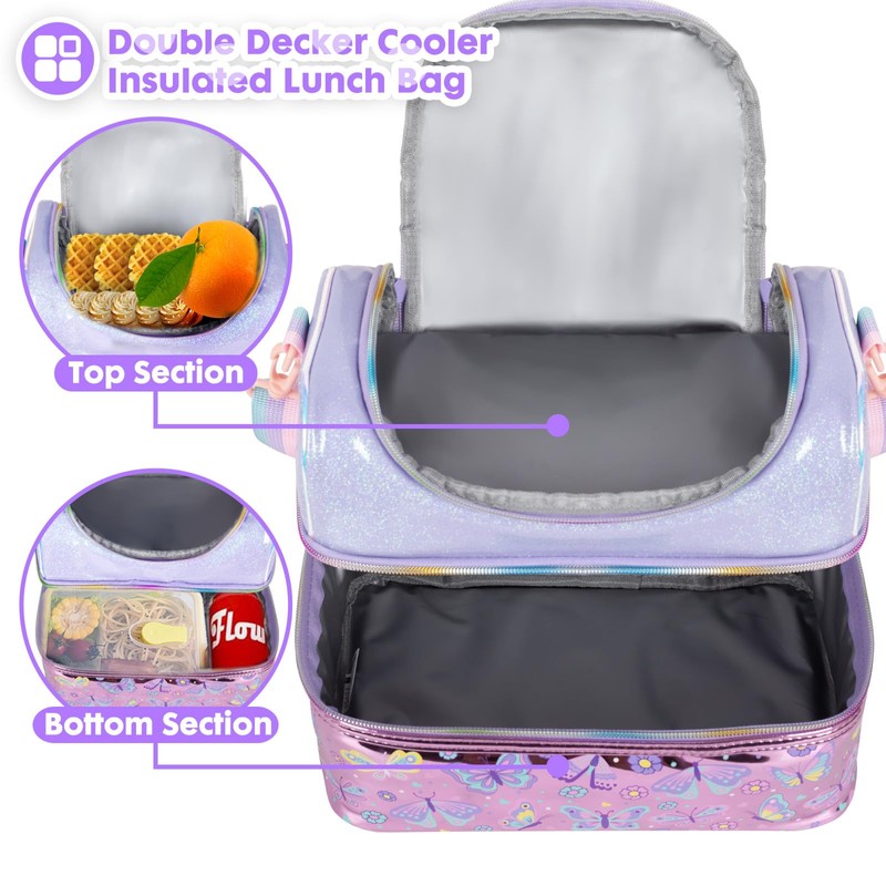 Kids Double Decker Cooler Insulated Lunch Bag, Back to School