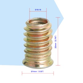 Aopin Threaded Inserts Nut Threaded Fastener Connector Hex Drive Threaded for Wood Furniture Male Female Thread Male Female Thread, 5/16-18 x 20mm, 20Pcs