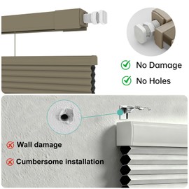 No Drill No Tools Blackout Cellular Shades,Custom Size Top Down Bottom Up Cordless Honeycomb Blinds for Windows,Easy Install Indoor Window Blinds,Room Darkening for Bedroom,Office,Home,Light Brown