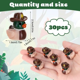 GGSTDDUP 30 Pcs Mini Resin Mallard Ducks, Cowboy Hat Duck, Mallard Ducks with Cowboy Hat, Nature Birds Lovers Duck Hunting Decoration for Ducky Birthday Cowboy Party Favor Gift