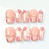 LIFOOST Handmade Nails Press On Medium Coffin Flowers Blooming French