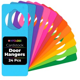 Hygloss Cardstock Door Knob Hanger Blank for Crafts - 24 Pcs Assorted Bright Colors for Easy Decorate/Write-On - Bulk Doorknob Hangers for Craft, DIY Blank Doorknob Sign Projects