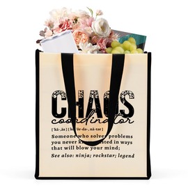 Jztco Chaos Coordinator Thank You Gifts for Coworkers Birthday Presents for Women Waterproof Tote Bag Beach Bag Reusable Grocery Bags Mothers Day Appreciation Boss Gifts for Women Friends Aunt Sister