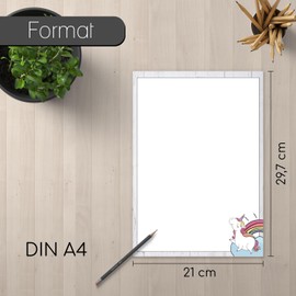 Letter Paper Set Unicorn I 50 Sheets 90 g/m² DIN A4 I Stylish Writing Paper Versatile Grey Colourful I Birthday Certificate Menu I dv_435