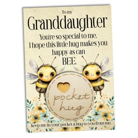 Maise & Rose A Little Pocket Hug Token For Granddaughter | Birthday Gift For Granddaughter | Thinking Of You Hug Gift | Cheer Up Gift | Granddaughter Bee Pocket Hug | BTKG