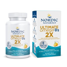 Nordic Naturals Nordic Naturals Ultimate Omega 2X with Vitamin D3, Lemon Flavor - 60 Soft Gels - 2150 mg Omega-3 + 1000 IU D3 - Omega-3 Fish Oil - EPA & DHA - Brain, Heart, & Immune Health - 30 Servings