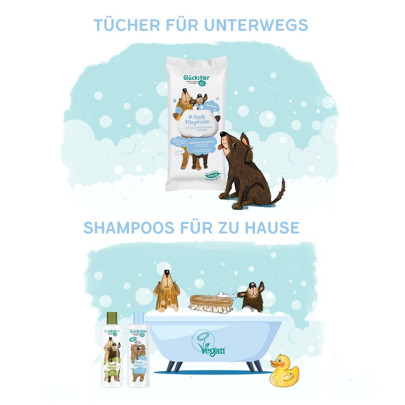 Glückstier Hundepflegetücher, perfekte Fellpflege für unterwegs (60 St.)