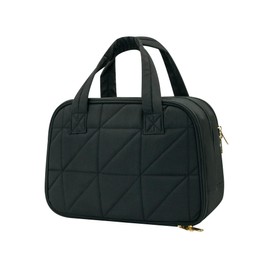 Travel Toiletry Bag, Large Capacity Makeup Organizer, Water-Resistant Make up Travel Bags, Cute Cosmetic Travel Bag with Handle, Hanging Case for Accessories, Cosmetics, Toiletries (Black)