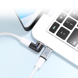 SHEEAST USB C Magnetic Adapter Straight 100w + Magnetic USB C Adapter Right Angle Black Fast Charging 5Pin 480Mbps Data Transmission