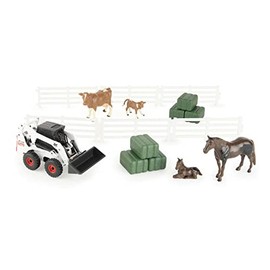 ERTL 1/32 Bobcat Hobby Set w/ S450 Skid Loader, Animals, Square Bales & Fence 47394