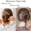 Yusier 2 PCS Flower Rhinestone Hair Comb for Women Hairpin