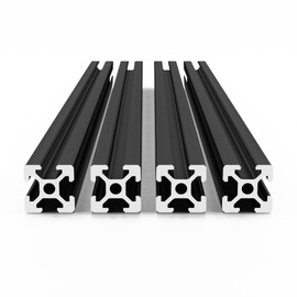 Bikykose 2020 T-Slot Aluminum Extrusion Profile, 4PCS 9.85" European Standard Anodized Linear Rail Guide for 3D Printer & CNC DIY, High-Strength Construction - Black