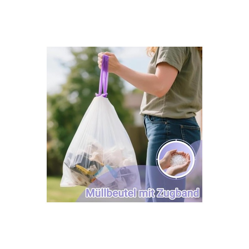 Small Bin Liners 10 L with Drawstring Rubbish Bags Tear-Resistant
