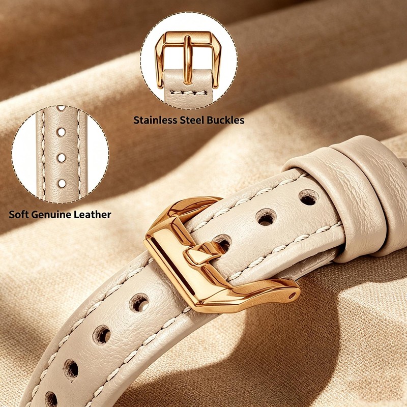 20mm Slim Leather Band Compatible with Garmin Vivoactive 6/Vivoactive 5/3/3