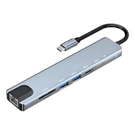 MR. GADGETS Hub Adaptador 8 en 1 USB-C, USB 3.0, Ethernet HDMI, USB-C PD 100W, RJ5100MBPS, Puerto SD Card, TF Card, Adaptador Multipuerto Portátil,...