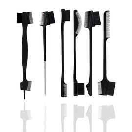 6 Stück Kanten-Kontrollpinsel, Augenbrauenpinsel, doppelseitiger Rand, Augenbrauen, Wimpern, geeignet für Männer, Frauen und Kinder, Fächerförmiger Kamm, mit Kamm