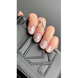 NOVA, Semi Cured Gel Nail Strips (Chrome Heart) - The 10 Minute Manicure. Salon-Quality, Female Founded, Easy to Apply & Remove - Incl. Nail File & Wooden Stick (Chrome Heart)